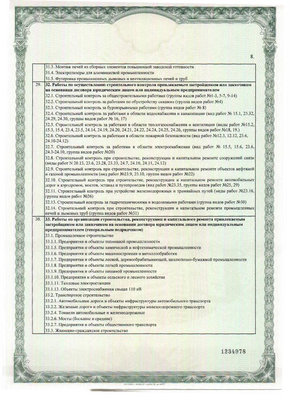 Certificate of admission to a certain type of work or types of work that affect the safety of capital construction facilities (Self-regulating organization (SRO) Association