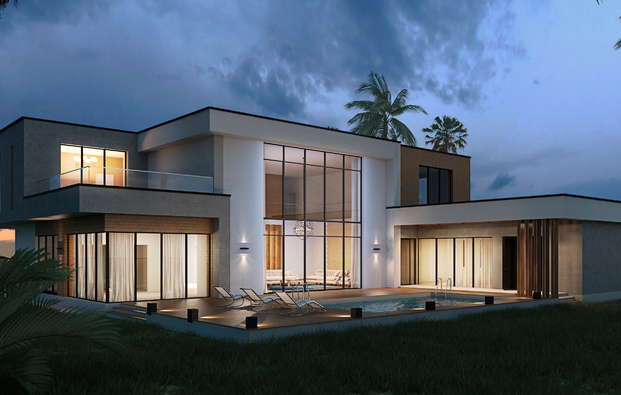 Architectural project of the cottage, Miami, Florida, USA