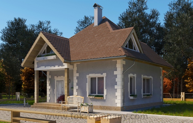 Architectural project of a cottage of economy class, Leningrad region