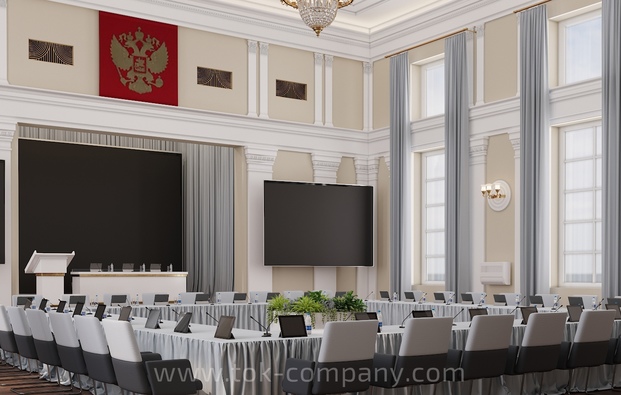 Interior design concept of the assembly hall, Kursk