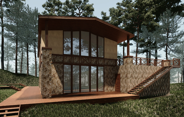 Architectural design of the cottage, Priozersky district, village of Ovragi