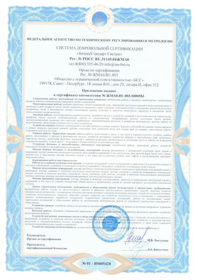 Certificate of compliance with ISO 9001-2011 (ISO 9001:2008)