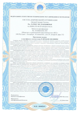 Certificate of compliance with ISO 9001-2011 (ISO 9001:2008)